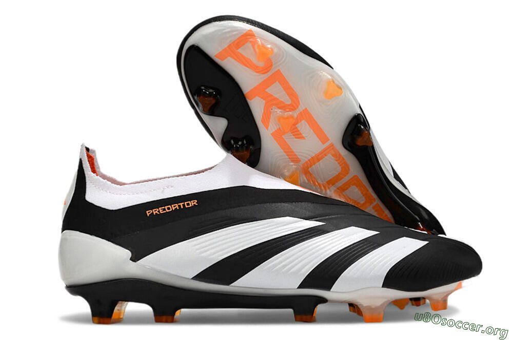 Adidas Predator 24 Elite Laceless FG Football Boots - Black/White/Orange 2