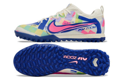 Nike Air Zoom Mercurial Vapor 15 Pro TF Football Shoes - White/Pink/Blue/Yellow