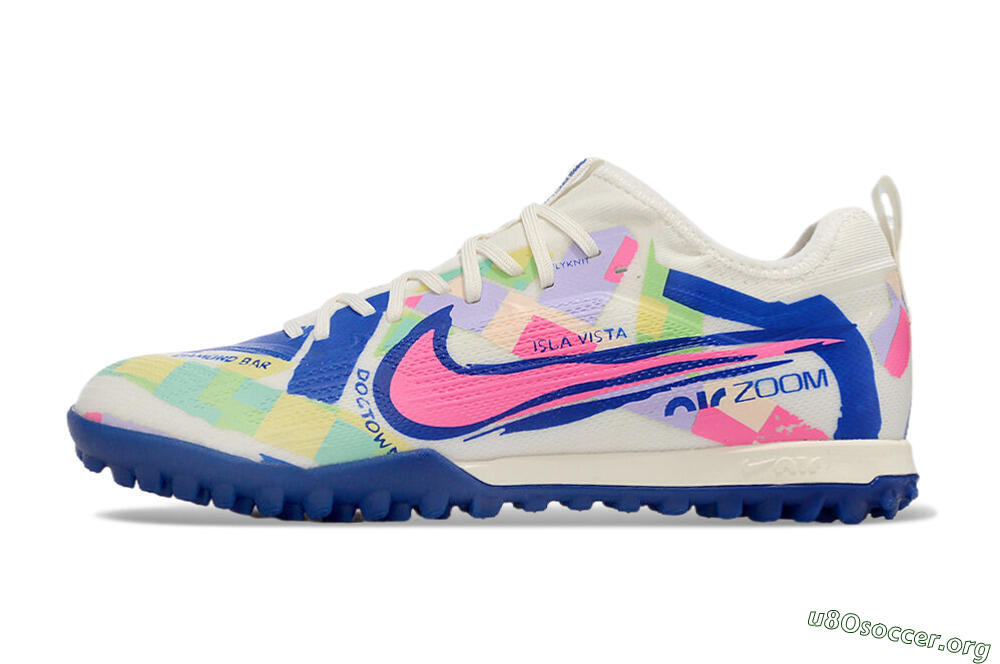 Nike Air Zoom Mercurial Vapor 15 Pro TF Football Shoes - White/Pink/Blue/Yellow 3