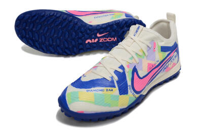 Nike Air Zoom Mercurial Vapor 15 Pro TF Football Shoes - White/Pink/Blue/Yellow