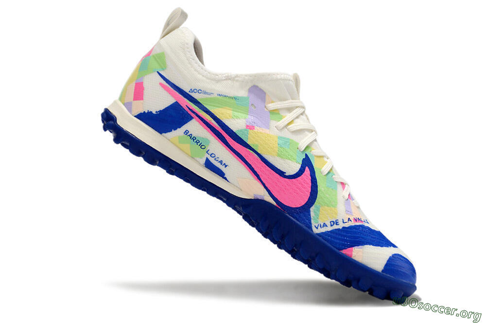 Nike Air Zoom Mercurial Vapor 15 Pro TF Football Shoes - White/Pink/Blue/Yellow 4