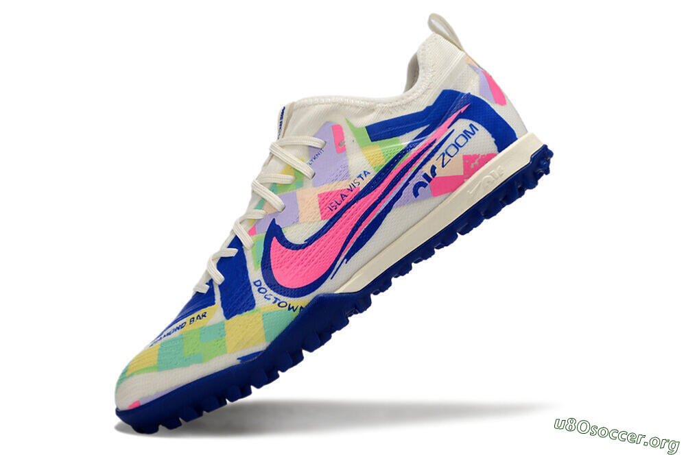 Nike Air Zoom Mercurial Vapor 15 Pro TF Football Shoes - White/Pink/Blue/Yellow 5