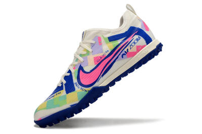 Nike Air Zoom Mercurial Vapor 15 Pro TF Football Shoes - White/Pink/Blue/Yellow
