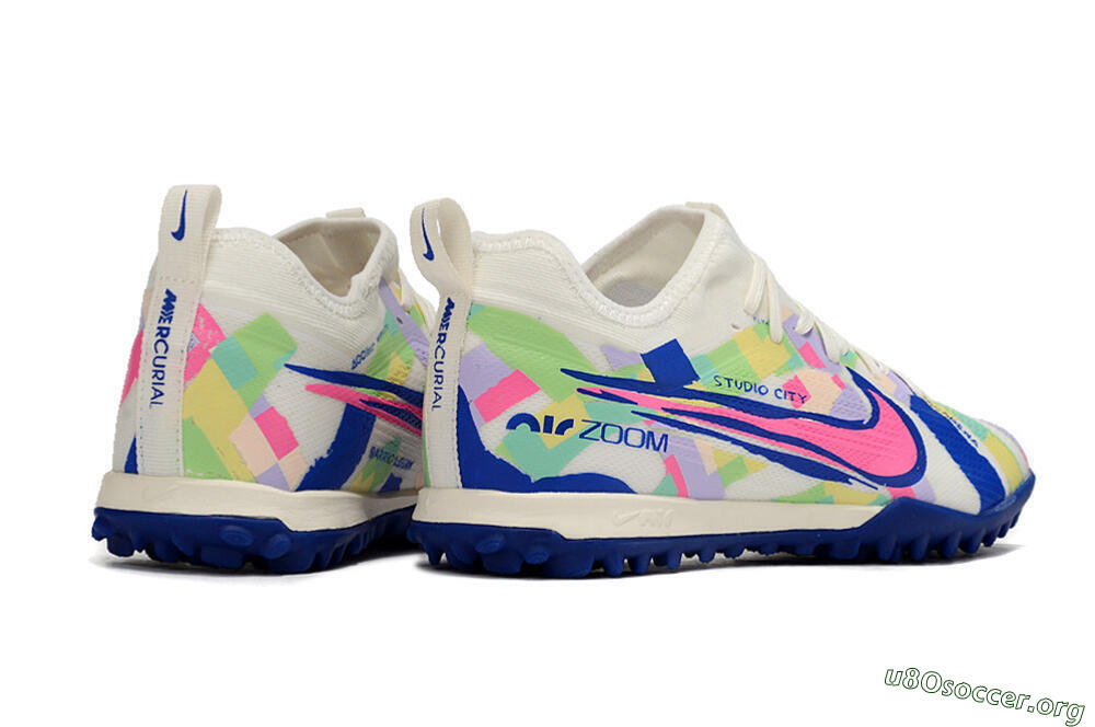 Nike Air Zoom Mercurial Vapor 15 Pro TF Football Shoes - White/Pink/Blue/Yellow 6