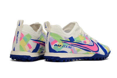 Nike Air Zoom Mercurial Vapor 15 Pro TF Football Shoes - White/Pink/Blue/Yellow