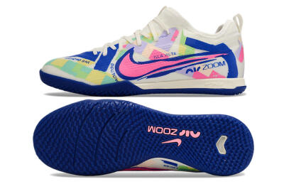 Nike Air Zoom Mercurial Vapor 15 Pro IC Football Shoes - White/Pink/Blue/Yellow