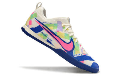 Nike Air Zoom Mercurial Vapor 15 Pro IC Football Shoes - White/Pink/Blue/Yellow