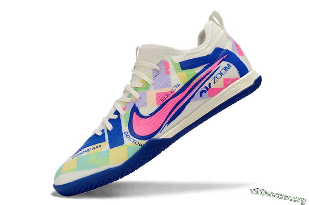 Nike Air Zoom Mercurial Vapor 15 Pro IC Football Shoes - White/Pink/Blue/Yellow 5