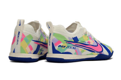 Nike Air Zoom Mercurial Vapor 15 Pro IC Football Shoes - White/Pink/Blue/Yellow