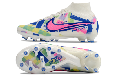 Nike Air Zoom Mercurial Superfly 9 Elite AG Football Boots - White/Pink/Blue/Yellow