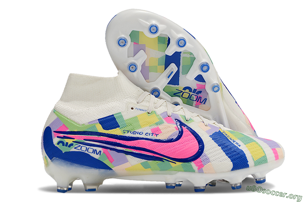 Nike Air Zoom Mercurial Superfly 9 Elite AG Football Boots - White/Pink/Blue/Yellow 2