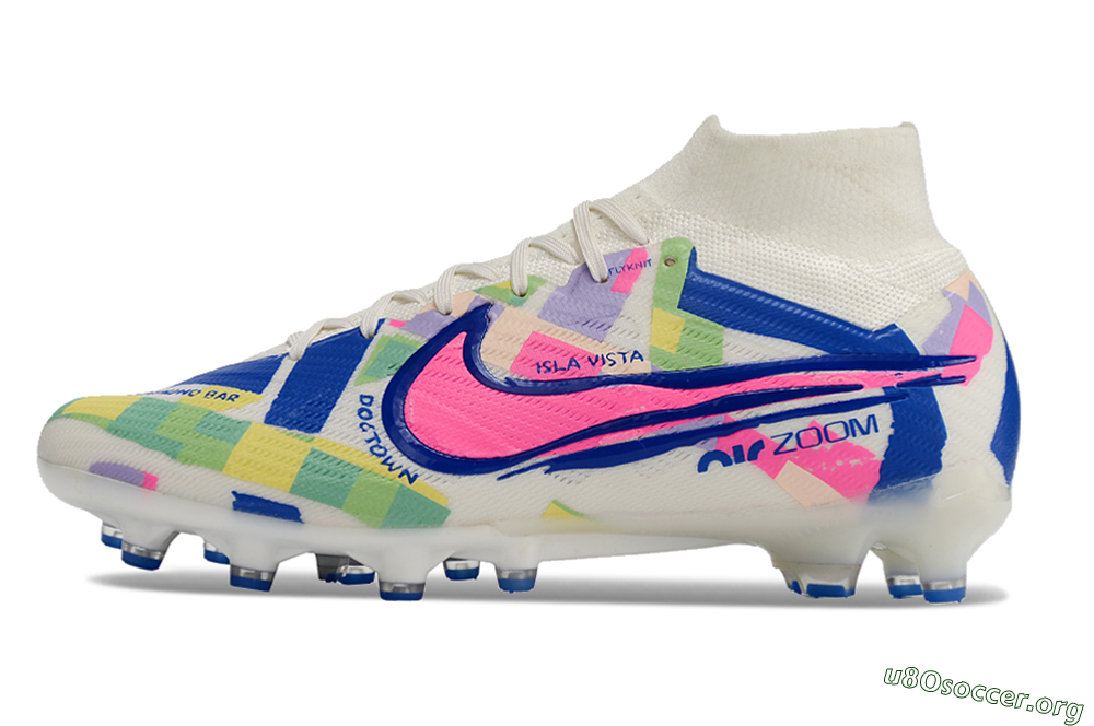 Nike Air Zoom Mercurial Superfly 9 Elite AG Football Boots - White/Pink/Blue/Yellow 3