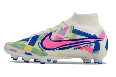 Nike Air Zoom Mercurial Superfly 9 Elite AG Football Boots - White/Pink/Blue/Yellow
