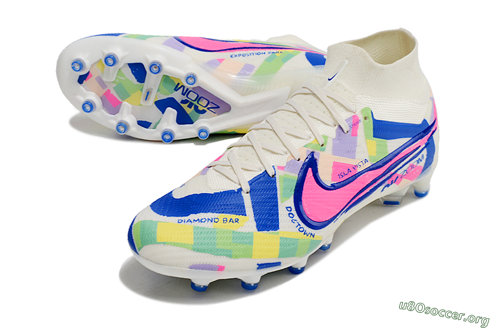 Nike Air Zoom Mercurial Superfly 9 Elite AG Football Boots - White/Pink/Blue/Yellow 0