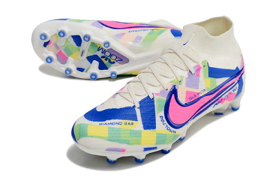 Nike Air Zoom Mercurial Superfly 9 Elite AG Football Boots - White/Pink/Blue/Yellow