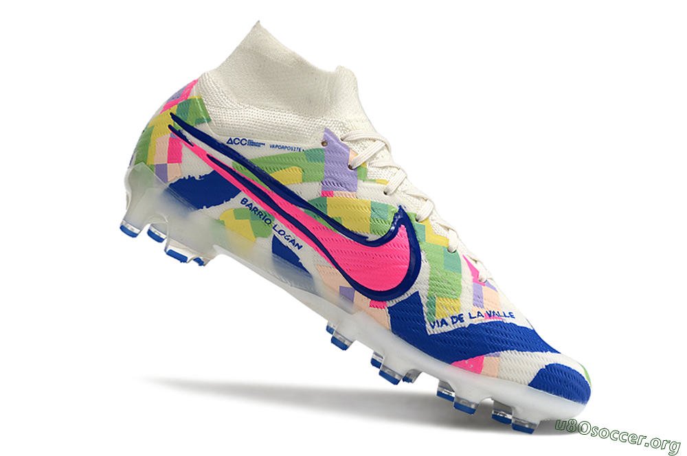 Nike Air Zoom Mercurial Superfly 9 Elite AG Football Boots - White/Pink/Blue/Yellow 4