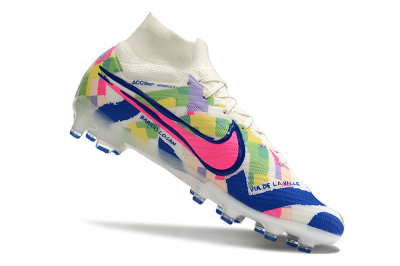 Nike Air Zoom Mercurial Superfly 9 Elite AG Football Boots - White/Pink/Blue/Yellow