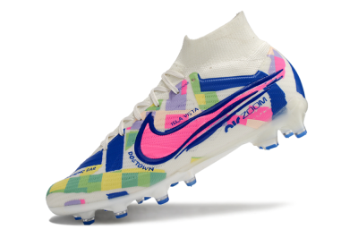 Nike Air Zoom Mercurial Superfly 9 Elite AG Football Boots - White/Pink/Blue/Yellow