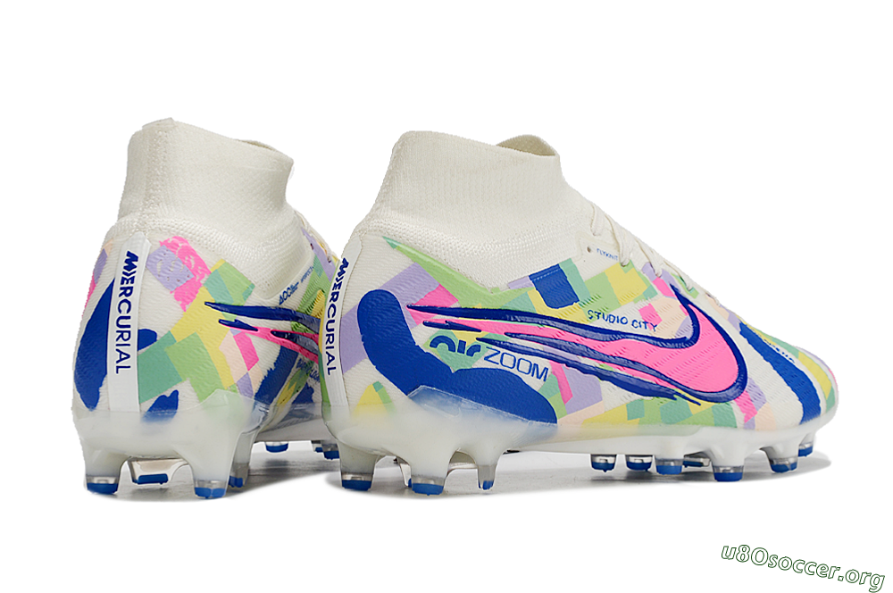 Nike Air Zoom Mercurial Superfly 9 Elite AG Football Boots - White/Pink/Blue/Yellow 6