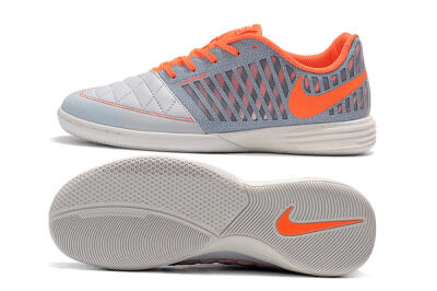 Nike Lunar Gato 2 IC Football Shoes - White/Grey/Orange