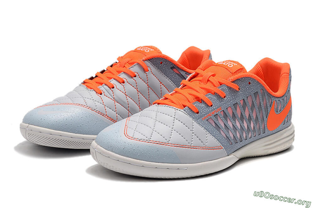 Nike Lunar Gato 2 IC Football Shoes - White/Grey/Orange 3