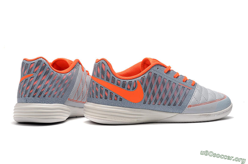 Nike Lunar Gato 2 IC Football Shoes - White/Grey/Orange 4