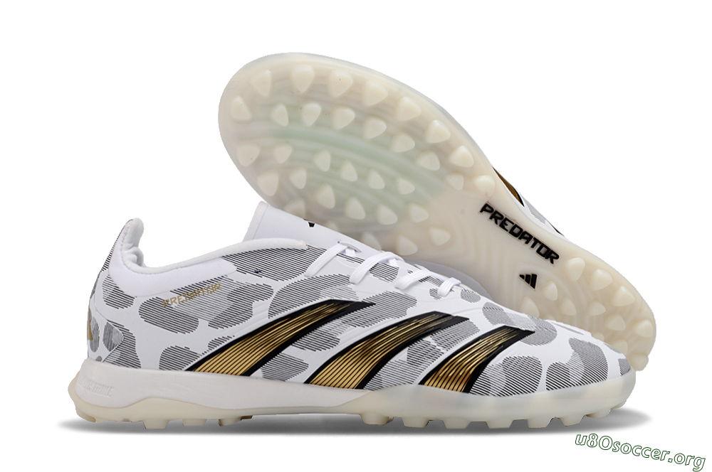 Adidas Predator 24 Elite TF Football Shoes - White/Black/Gold 2