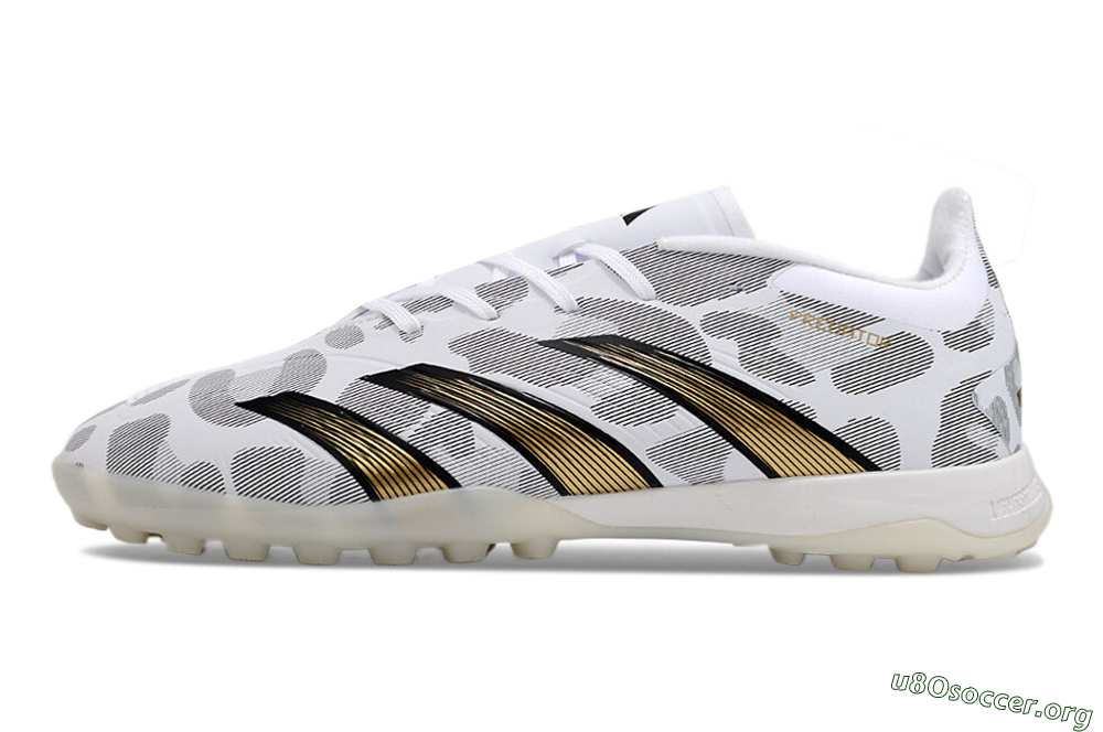 Adidas Predator 24 Elite TF Football Shoes - White/Black/Gold 3