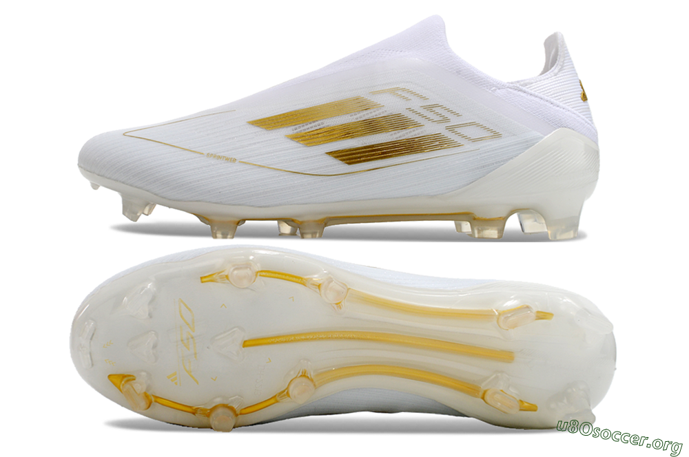 Adidas F50+ Adizero FG Football Boots - White/Gold 1