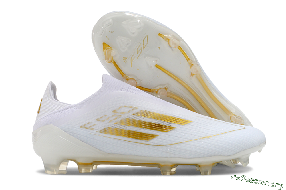 Adidas F50+ Adizero FG Football Boots - White/Gold 2