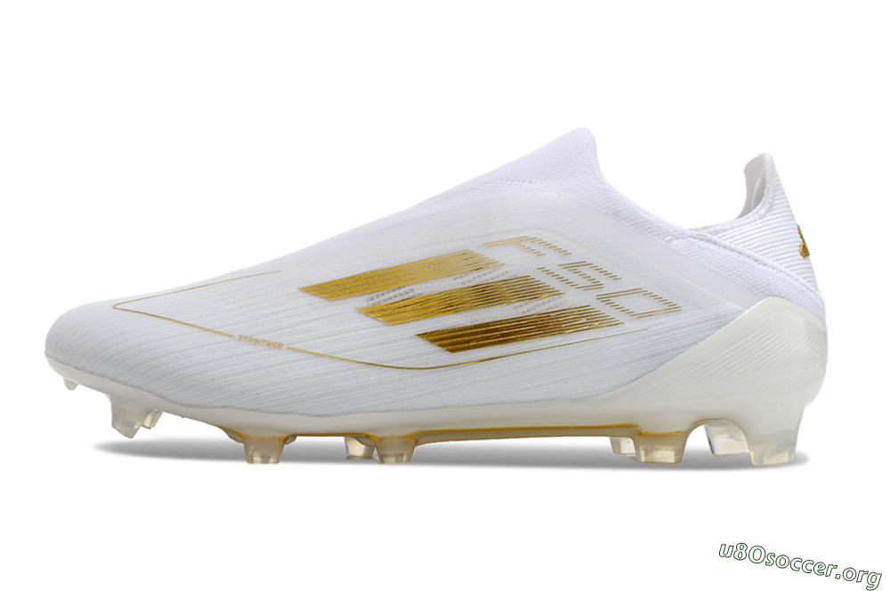 Adidas F50+ Adizero FG Football Boots - White/Gold 3