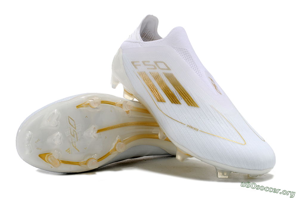 Adidas F50+ Adizero FG Football Boots - White/Gold 0