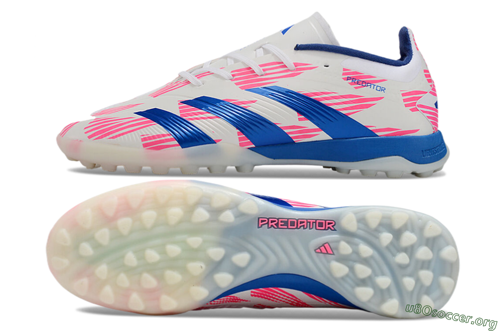 Adidas Predator 24 Elite TF Football Shoes - White/Pink/Blue 1