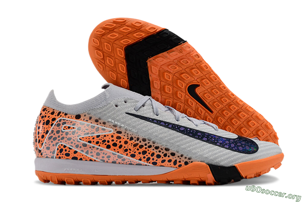 Nike Air Zoom Mercurial Vapor 15 Elite TF Football Shoes - Grey/Orange/Black 2