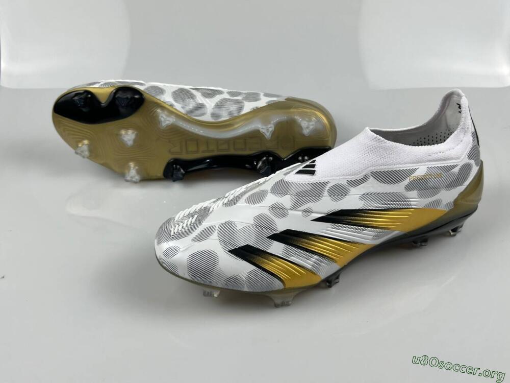 Adidas Predator Accuracy+ Laceless FG Football Boots - White/Grey/Gold