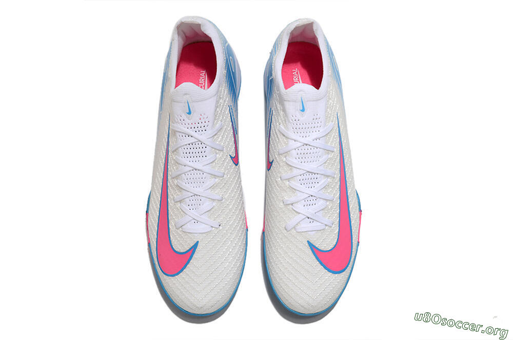 Nike Air Zoom Mercurial Vapor 16 Elite TF Football Shoes - White/Pink/Blue 4