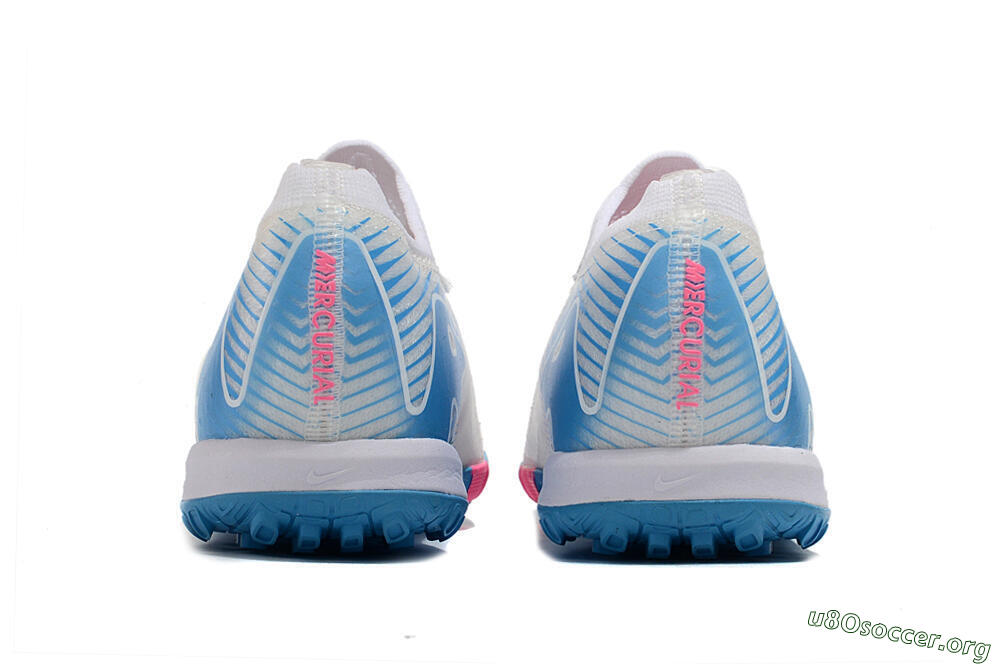 Nike Air Zoom Mercurial Vapor 16 Elite TF Football Shoes - White/Pink/Blue 7