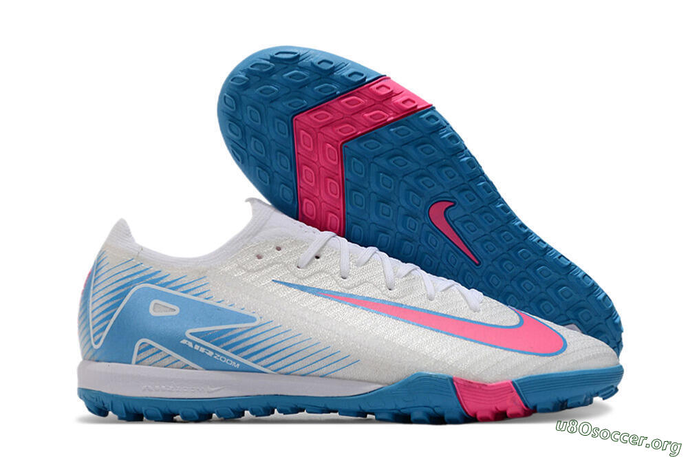Nike Air Zoom Mercurial Vapor 16 Elite TF Football Shoes - White/Pink/Blue 2