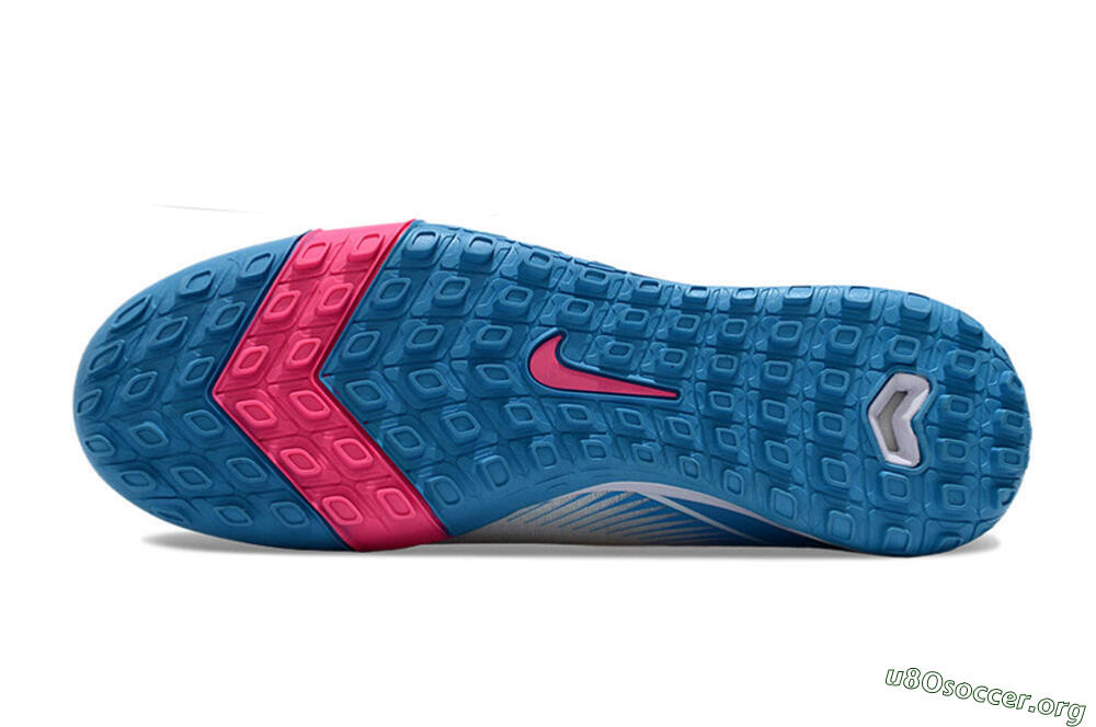 Nike Air Zoom Mercurial Vapor 16 Elite TF Football Shoes - White/Pink/Blue 6