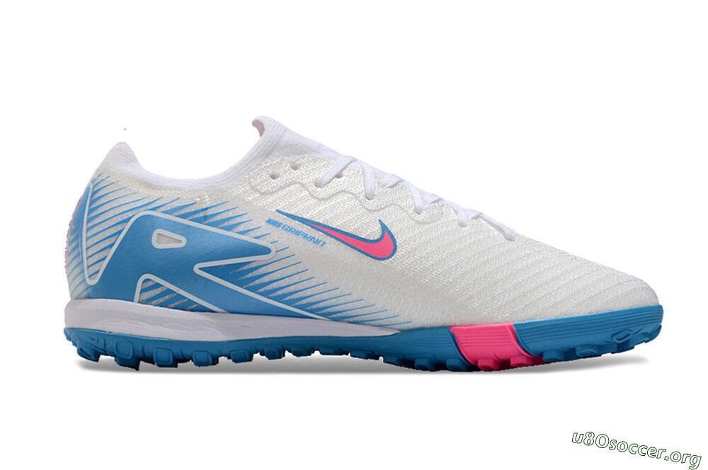 Nike Air Zoom Mercurial Vapor 16 Elite TF Football Shoes - White/Pink/Blue 5
