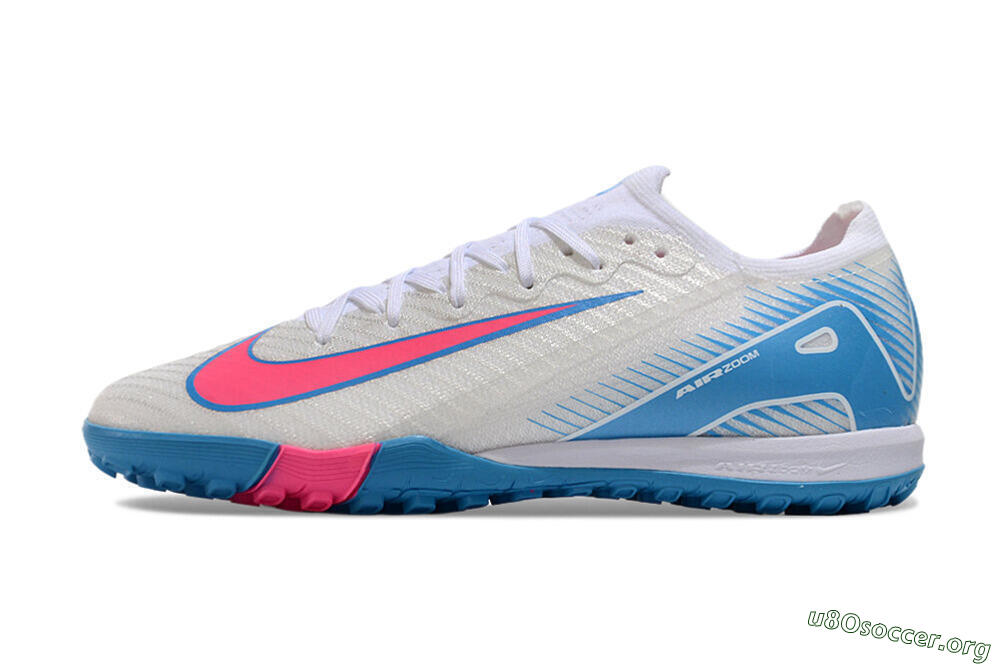 Nike Air Zoom Mercurial Vapor 16 Elite TF Football Shoes - White/Pink/Blue 3
