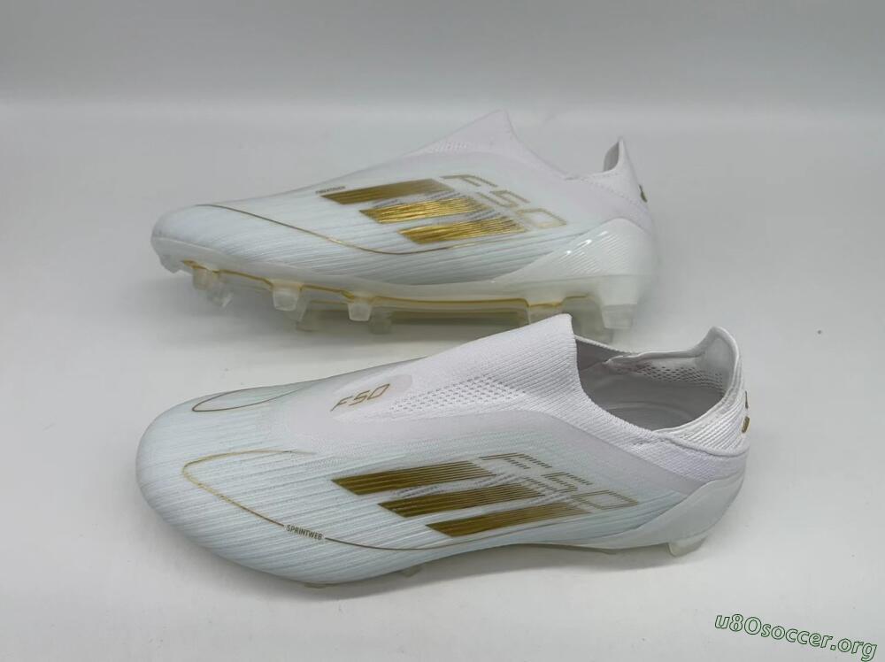 Adidas F50+ Adizero FG Football Boots - White/Gold