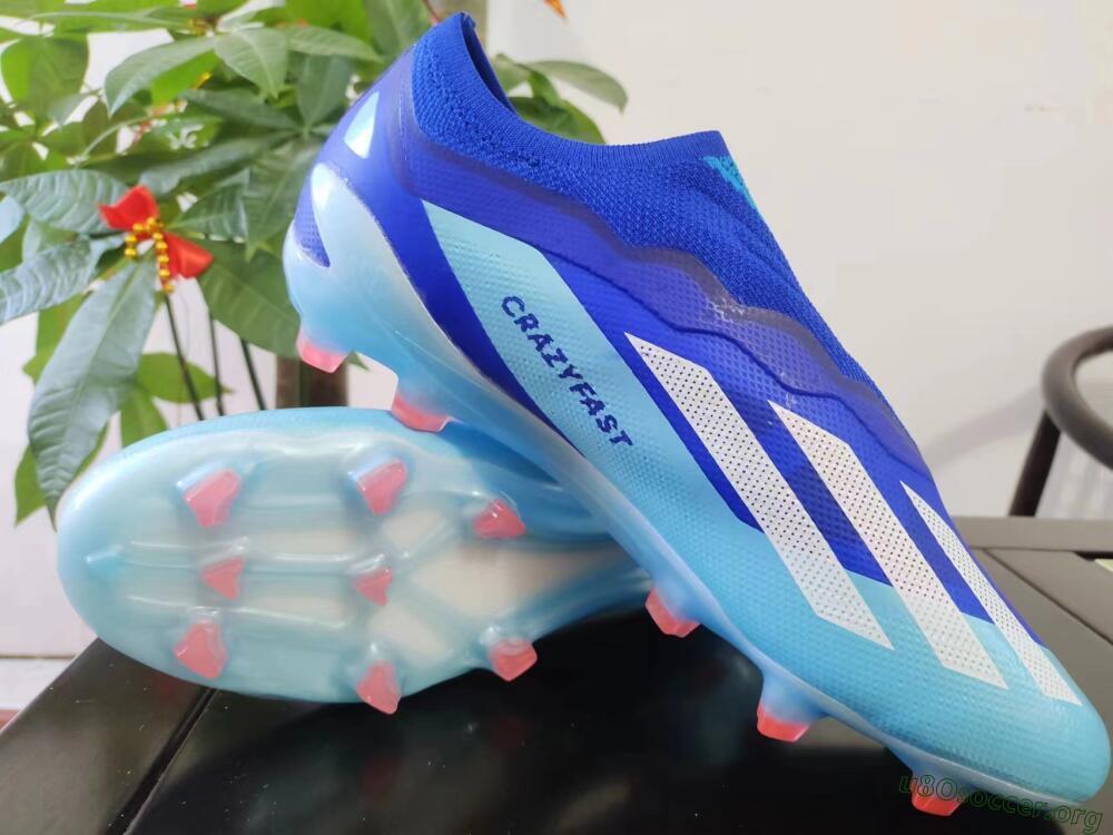 Adidas X Crazyfast.1 Laceless FG Football Boots - Blue/White/Gold