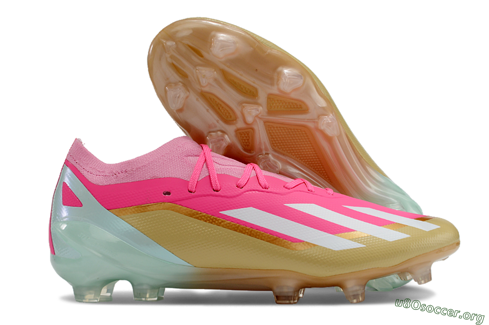 Adidas X 23 Crazyfast.1 FG Football Boots - Pink/White/Gold/Jade 2