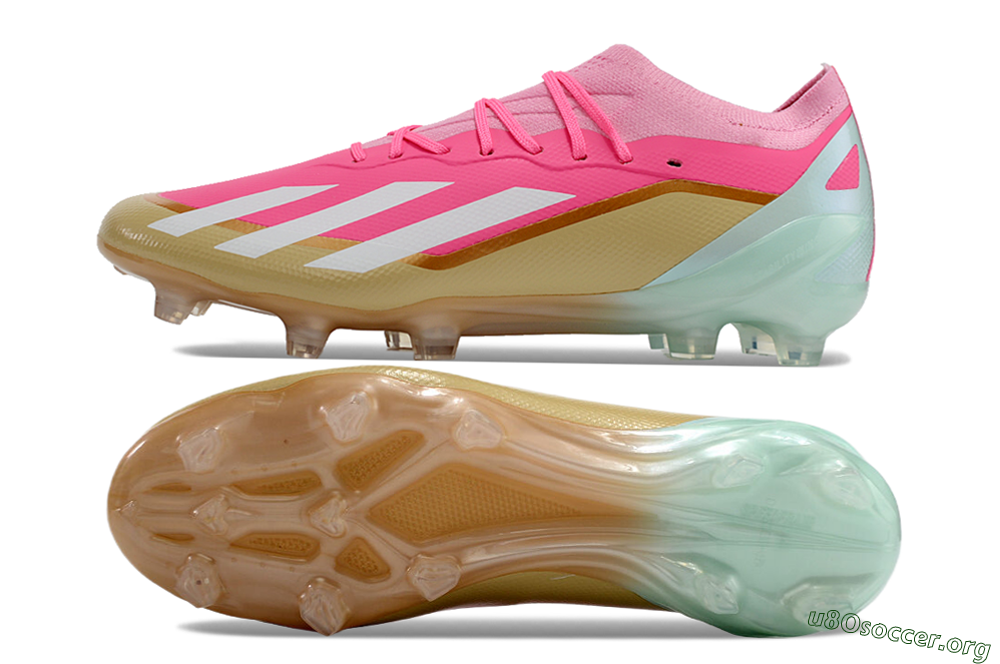 Adidas X 23 Crazyfast.1 FG Football Boots - Pink/White/Gold/Jade 1