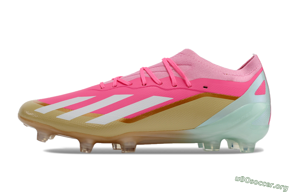 Adidas X 23 Crazyfast.1 FG Football Boots - Pink/White/Gold/Jade 3