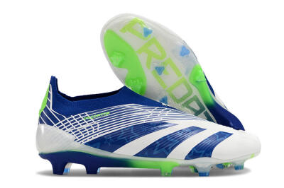 Adidas Predator+ 24 Elite Laceless FG Football Boots - White/Blue/Yellow