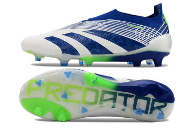 Adidas Predator+ 24 Elite Laceless FG Football Boots - White/Blue/Yellow