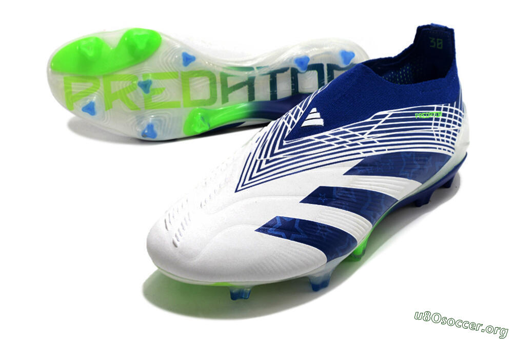 Adidas Predator+ 24 Elite Laceless FG Football Boots - White/Blue/Yellow 0