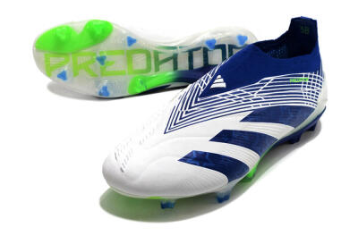 Adidas Predator+ 24 Elite Laceless FG Football Boots - White/Blue/Yellow